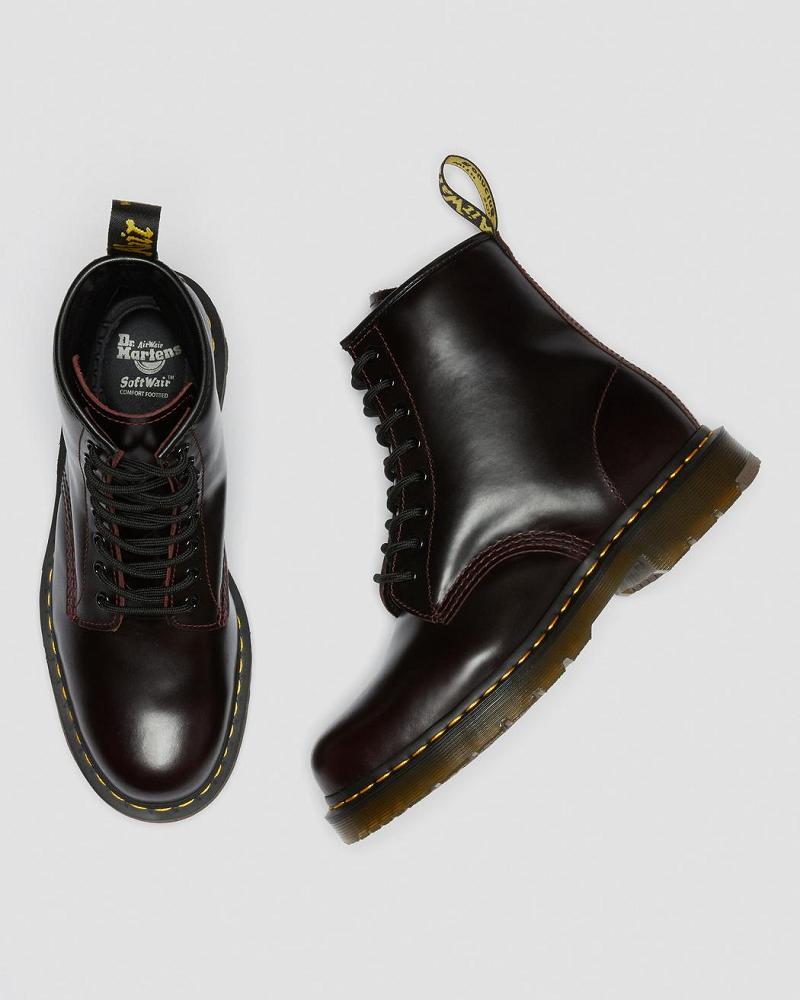 Burgundy Women's Dr Martens 1460 Slip Resistant Atlas Leather Work Boots | CA 394OKI